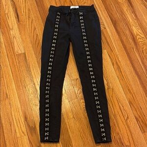 Pistola Black Skinny Pants with Silver Embellishments